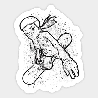 Snowboard girl freestyle jump Sticker